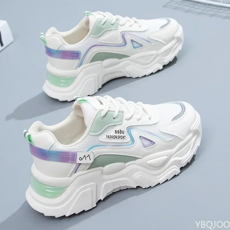 2024 Sneakers Women Platform Flat Shoes Woman Shoes Green Casual Trainers Ladies Chunky Sneakers Women Shoes