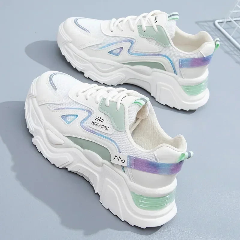 2024 Sneakers Women Platform Flat Shoes Woman Shoes Green Casual Trainers Ladies Chunky Sneakers Women Shoes
