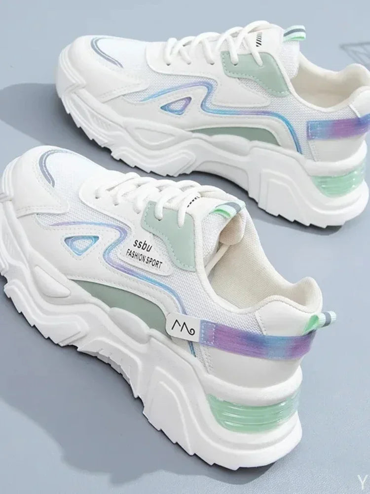 2024 Sneakers Women Platform Flat Shoes Woman Shoes Green Casual Trainers Ladies Chunky Sneakers Women Shoes